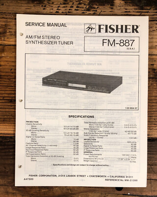 Fisher FM-887 Tuner  Service Manual *Original*-image