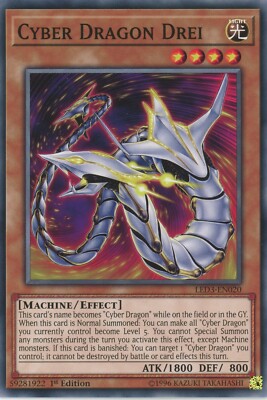 Yugioh Cyber Dragon Drei LED3-EN020 Common NM x3 Play Set-image