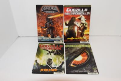 4 GODZILLA DVD BLOCKBUSTER VIDEO SHELF BACKER CARDS-image
