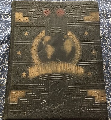 1953 The Volume Library Encyclopedia Black Faux Leather Bound MADE IN USA-image