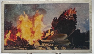 Godzilla Vintage Menko Card Burning Scene Japanese Tokusatsu Kaiju Rare-image