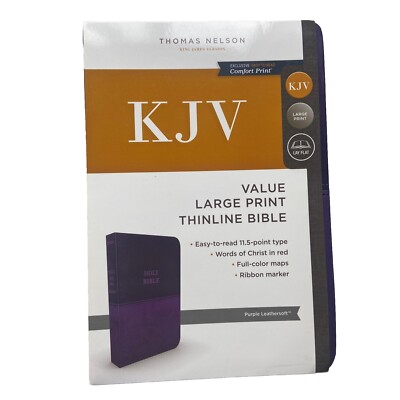 KJV Holy Bible: Value Large Print Thinline, Purple Leathersoft, Red Letter,...-image