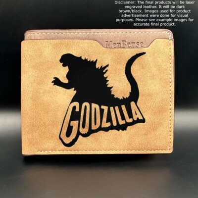 Custom MONSTER GODZILLA Leather Bi Fold Wallet - Laser Engraved Wallet-image