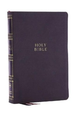 Thomas Nelson NKJV, Compact Center-Column Reference Bible, Gray  (Leather Bound)-image
