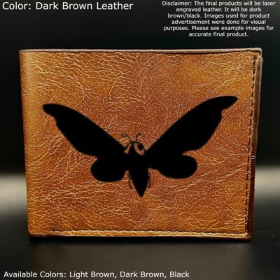 Custom Engraved GODZILLA MOTHRA Leather Bifold Wallet - 3 Color Choices-image