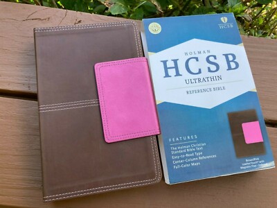 HCSB Ultra-Thin Reference Bible Pink Brown Indexed-image
