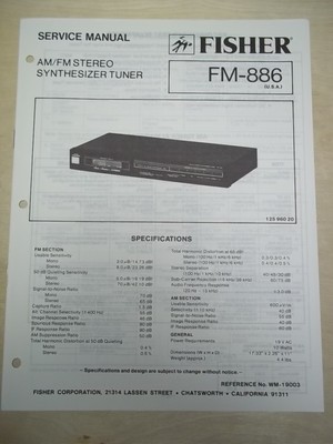 Fisher Service/Repair Manual~FM-886 Stereo Tuner-image