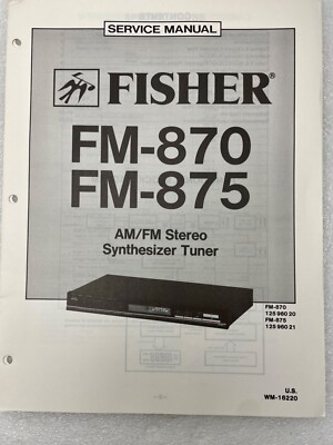 VTG Original Fisher FM-870 FM 875 Am/Fm Stereo Synth Tuner Service Manual Repair-image