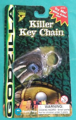 GODZILLA KILLER KEY CHAIN WITH BITING ACTION JAW - MINT ON CARD 1998 EQUITY TOYS-image