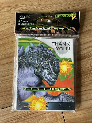 Rare VTG Toho Godzilla Thank You Greeting Cards Paper Art 8 Pack 1998 NOS-image