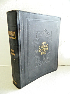 Vintage 1936 Blue Ribbon New Standard Reference Bible-Hertel Red Letter Edition-image