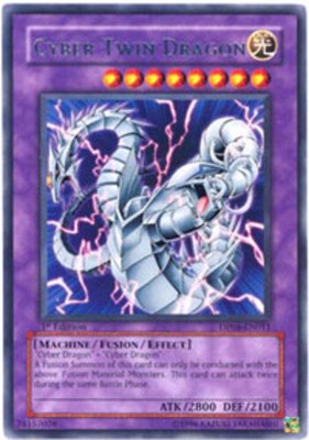 1x Cyber Twin Dragon - DP04-EN011 - Rare - 1st Edition Lightly Played, English --image