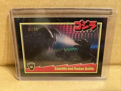 Super7 Trading Card #43 Godzilla And Rodan Battle 1/54 Black Prism Holofoil Foil-image