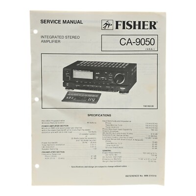 Fisher CA-9050 Integrated Stereo Amplifier Service Manual-image