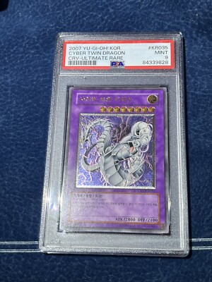 PSA 9 Cyber Twin Dragon Ultimate Rare Korean CRV Cybernetic Revolution Yugioh-image