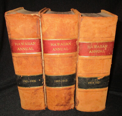 1901-1921 Leather HAWAIIAN ALMANAC AND ANNUAL Thomas Thrum Handbook  21 issues-image