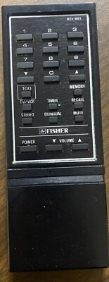 Fisher RTV-881 TV VCR Stereo Replacement Remote Control Genuine OEM Black WORKS-image