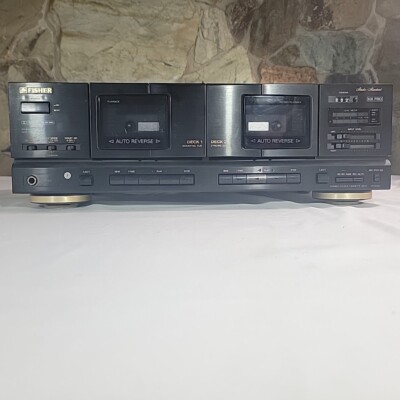FISHER CR-W983 STEREO DOUBLE CASSETTE DECK PLAYER W/ CABLE TESTED & WORKING-image
