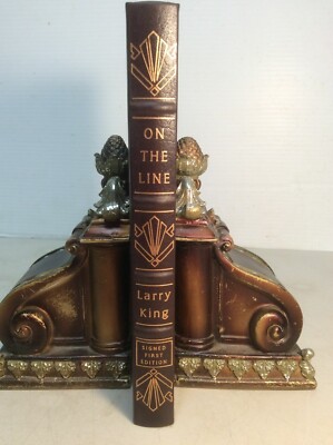 Signed Larry King ON THE LINE * EASTON PRESS Radio Talk Show Legend LEATHER-image