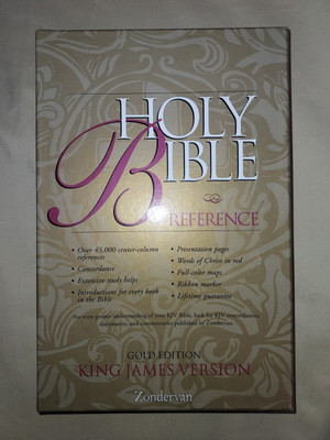 King James Reference Bible  Gold Edition  Black Bonded Leather  Free Shipping -image