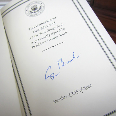 EASTON PRESS ALL THE BEST PRESIDENT GEORGE BUSH SIGNED FIRST EDITION BOOK !-image