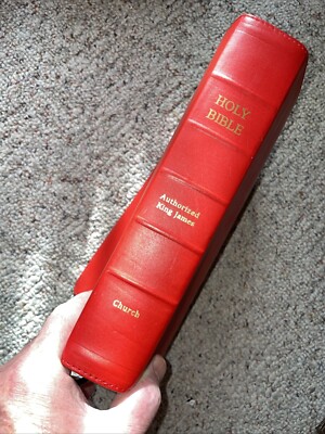 HOLY BIBLE: King James Bible; Red, Ironed Calfskin, Single Column, Wide Margin-image