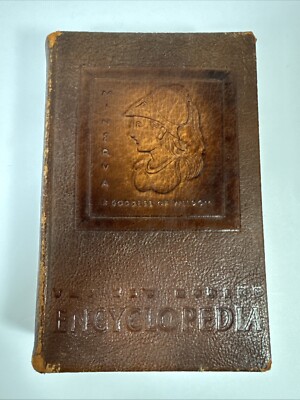 1944 Book New Modern Encyclopedia with WWII References Leather Bound-image