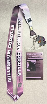 Lanyard with Charm and Card MILLENNIUM GODZILLA New Never Used OPEN-image