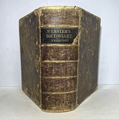 1856 Websters American Dictionary of the English Language, Antique Leather Book-image