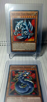 Konami Yugioh TCG, Blue-Eyes Toon Dragon & Toon Cyber Dragon, 1st Edition, NM-image