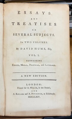 1764 David Hume's Essays & Treatises Complete in Two Volumes, Moral & Political-image