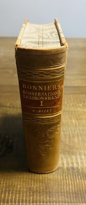 1922 Bonniers Konversations Lexikon Band I A-BIZET Uncommon Leather Binding-image