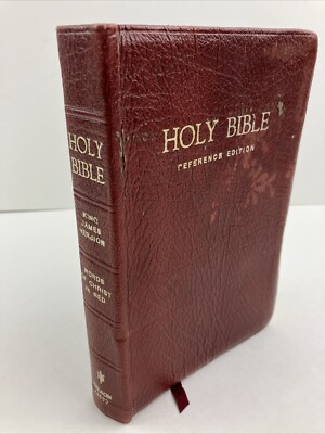 Holy Bible Center Column Reference Edition KJV Red Letter Genuine Leather 1971-image