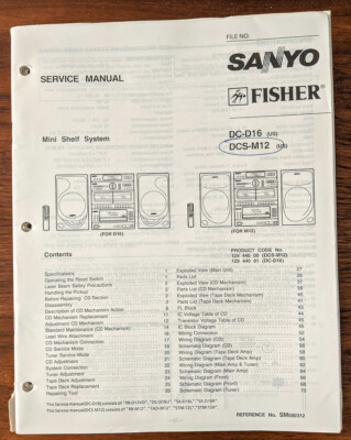 *Original* Sanyo / Fisher DC-D16 DCS-M12 Stereo Service Manual #2-image