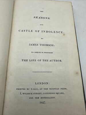 The Seasons, And Castle Of Indolence By James Thomson - Antiquarian-1827- Rare!!-image