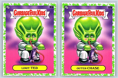 The Outer Limits Alien UFO Garbage Pail Kids Sci-Fi TV Spoof GREEN SP 2-Card Set-image