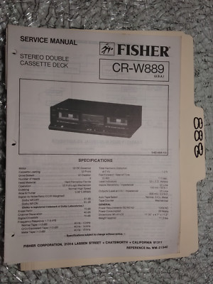 Fisher cr-w889 service manual original repair book stereo dual tape deck player-image
