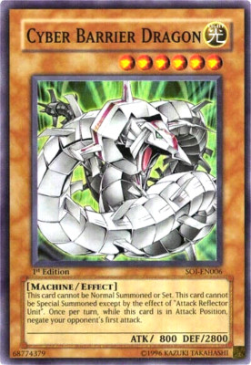 Yugioh 1x Cyber Barrier Dragon SOI-EN006 1st Edition Super Rare MINT-image