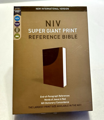 NIV Super-Giant Print Reference Bible---soft leather-look, brown-image