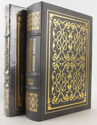 Easton Press Harry Sievers' Benjamin Harrison Biography Two Volumes Leather VG+-image