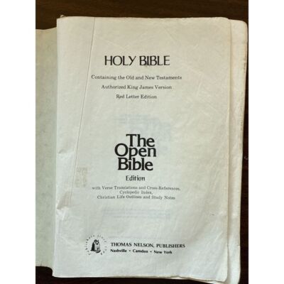 Thomas Nelson Holy Bible King James Version Red Letter Open Bible Edition 1975-image