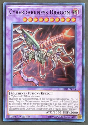 Yugioh TCG - 1x Cyberdarkness Dragon - LEDU-EN024 - Super Rare - NM - 1st - 2017-image