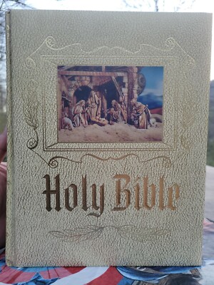 Vintage Hertel Holy Bible New Standard Reference Edition Blue Ribbon Leather-image