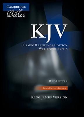 KJV Cameo Reference Bible with Apocrypha, Black Calfskin Leather, Red-letter Tex-image