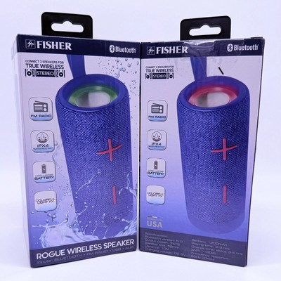 (2) FISHER Rogue Wireless Speaker • Water Resistant • FM Radio • Bluetooth-image