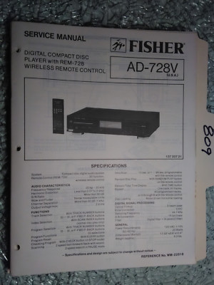 Fisher ad-728 v service manual original repair book stereo cd player-image