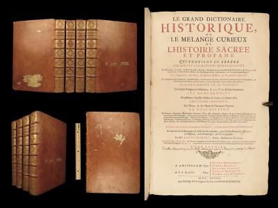 1698 Louis Moreri Historical Dictionary RARE Encyclopedia French 4v HUGE FOLIOS-image
