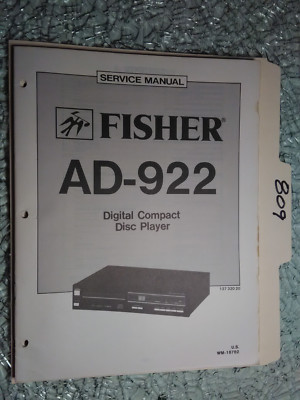 Fisher ad-922 service manual original repair book stereo cd player!-image