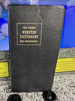 Vintage 1956 Webster Vest Pocket Dictionary Self-Pronouncing Black FREE SHIPPING-image