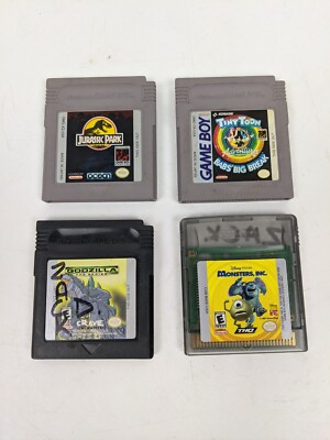 Game Boy Color Mixed Lot Games Jurassic Park Godzilla Monsters Inc Tiny Toons-image
